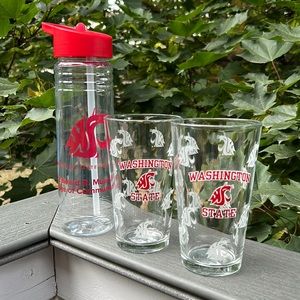 Washington State Pint Glasses and Water Bottle